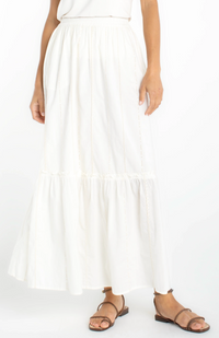 Tiered Woven Pull-on Maxi Skirt