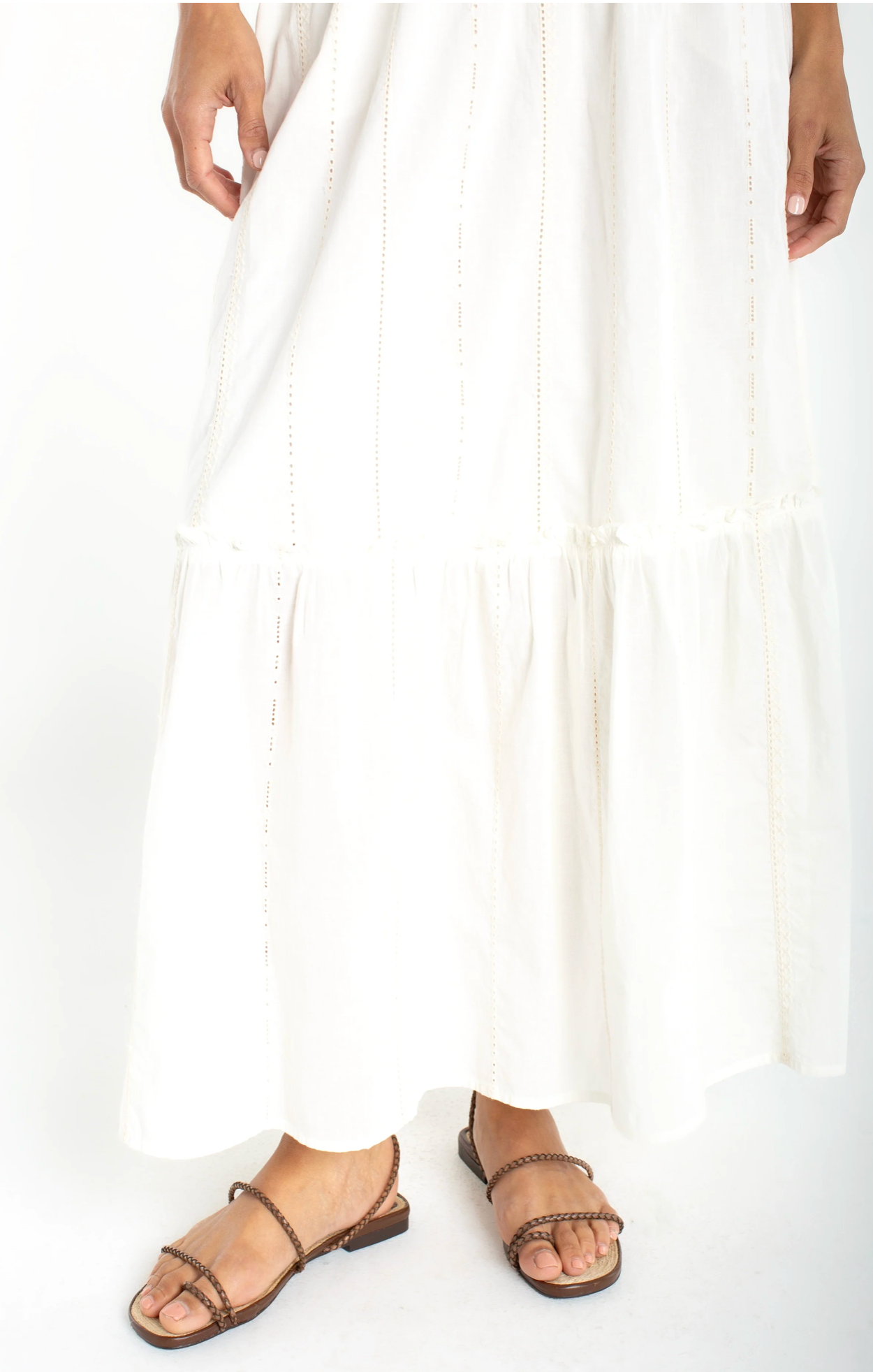 Tiered Woven Pull-on Maxi Skirt