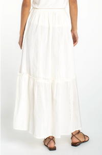 Tiered Woven Pull-on Maxi Skirt