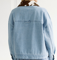 Boxy Denim Cow Collared Jacket