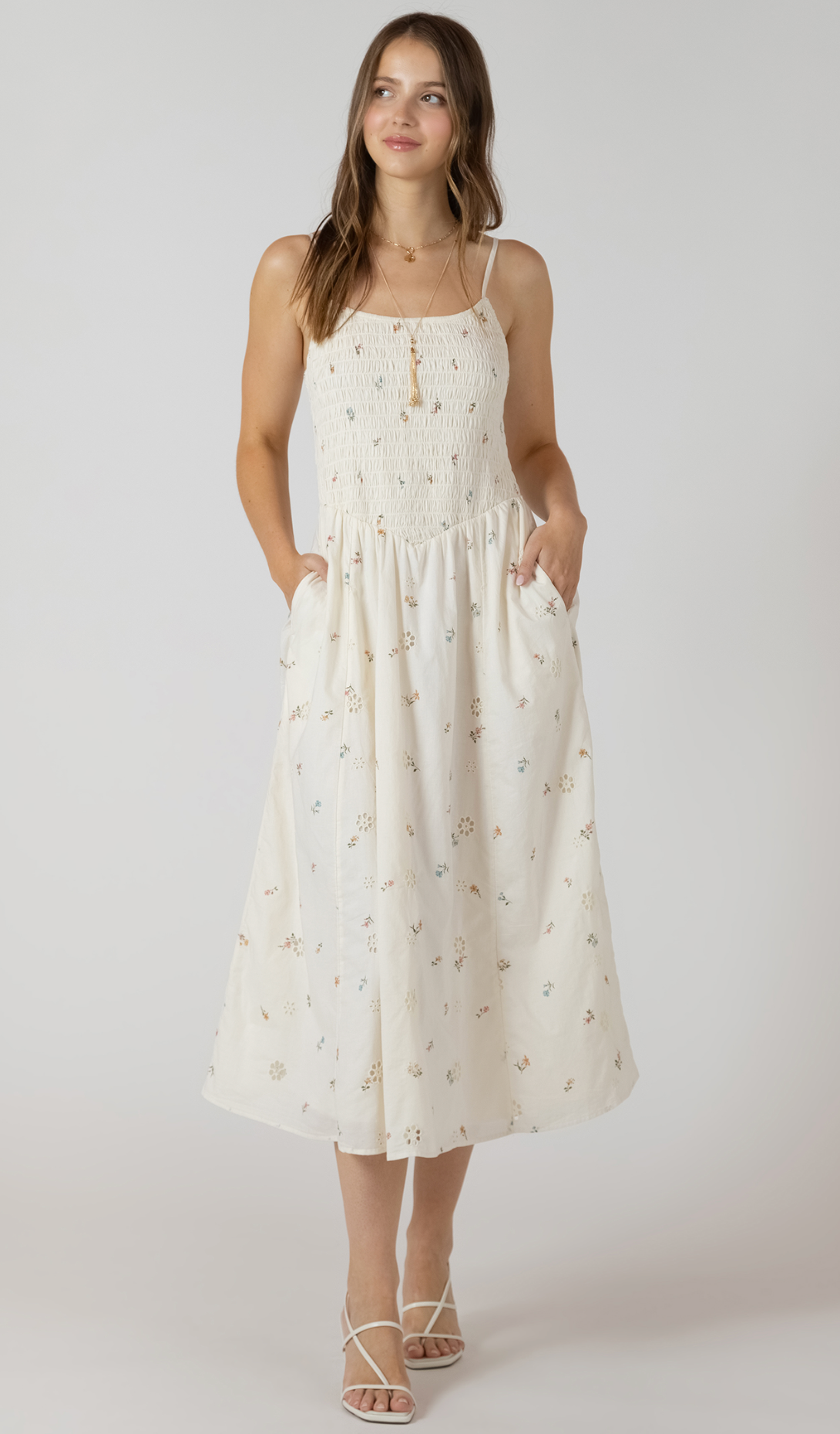 Eyelet Bloom Midi Dress
