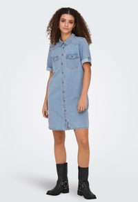 Onllisa Short Denim Dress | Light Blue Denim