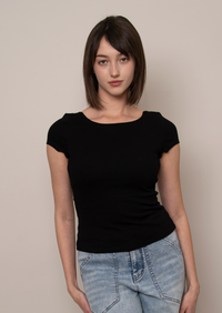Brid Basic Bra Low Back Tee | Black