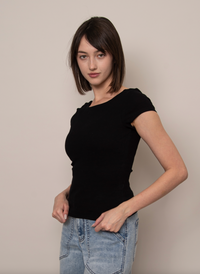 Brid Basic Bra Low Back Tee | Black