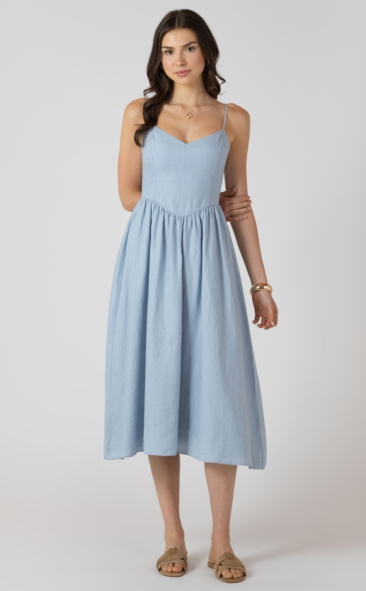 V- Waist Maxi Dress | Powder Blue