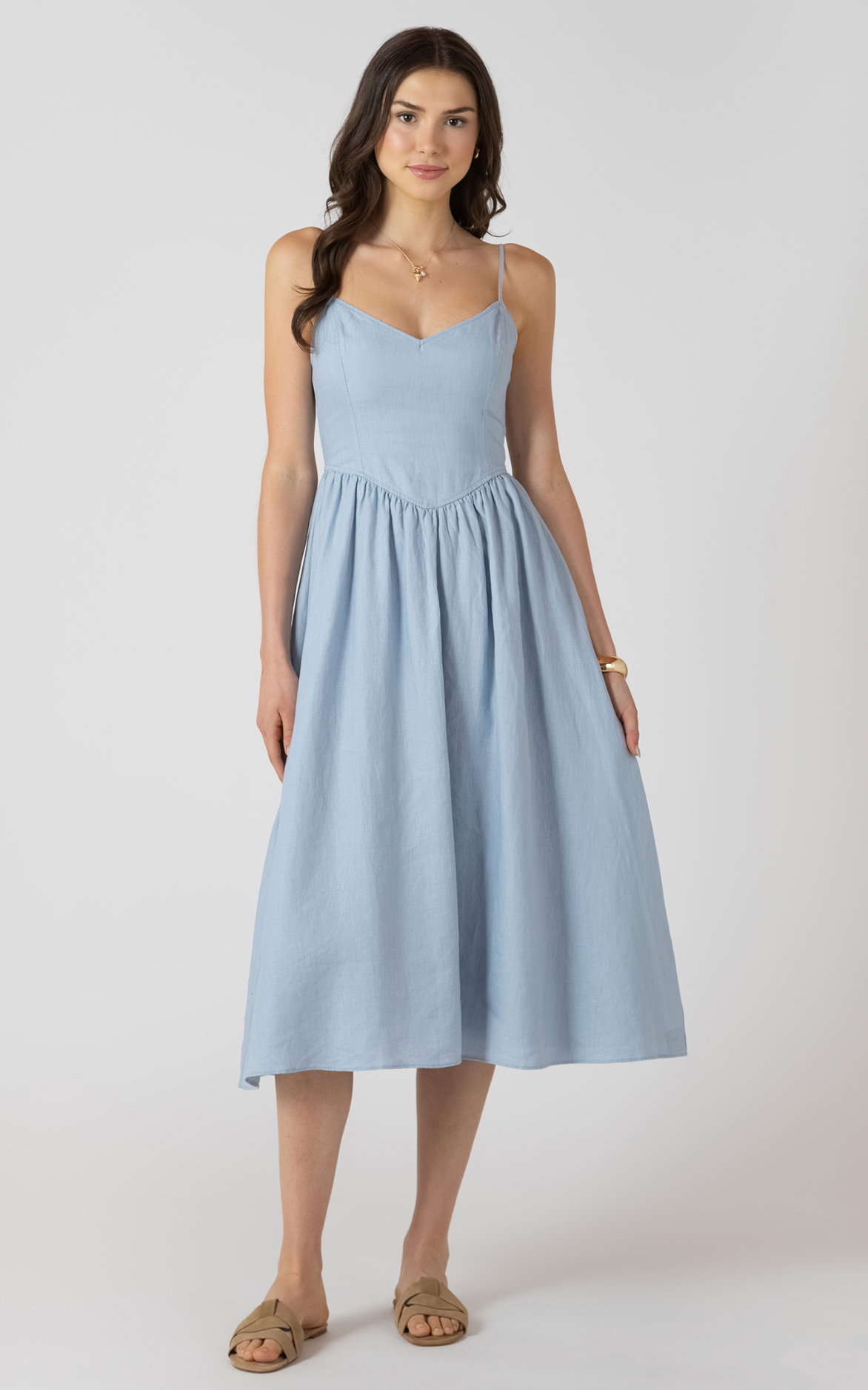 V- Waist Maxi Dress | Powder Blue