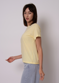 Zaya Short Sleeve Crew Neck Top | Double Cream