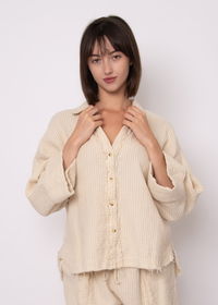 Georgia Double Weave Stripe Gauze Button Down