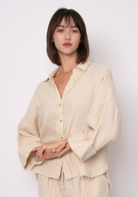 Georgia Double Weave Stripe Gauze Button Down