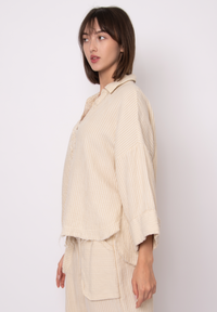 Georgia Double Weave Stripe Gauze Button Down