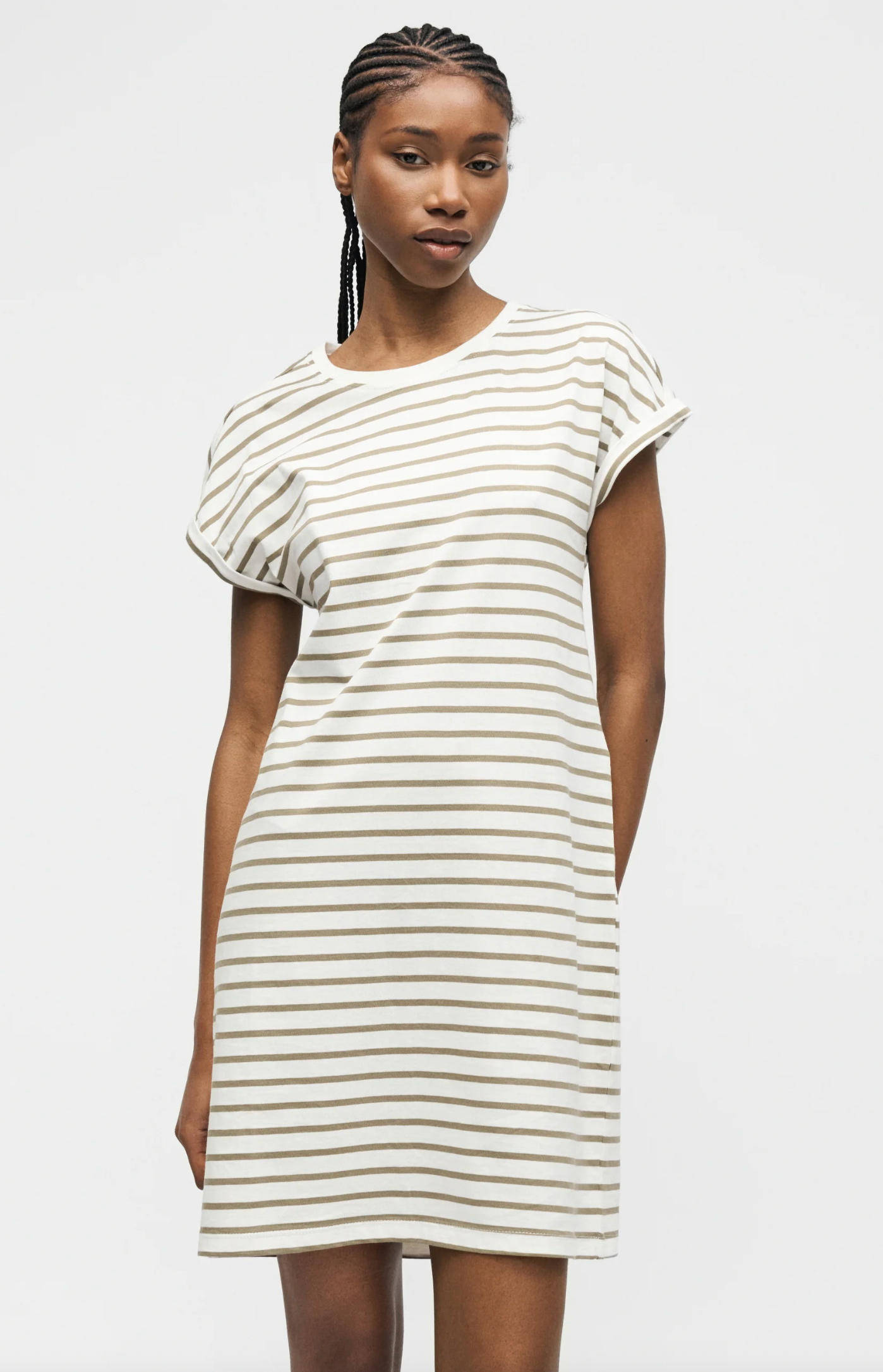 Onlbloom Fold Up Dress | Cloud Dancer stripe