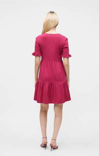 ONLBLOOM S/S V-NECK FRILL DRESS | Sangria