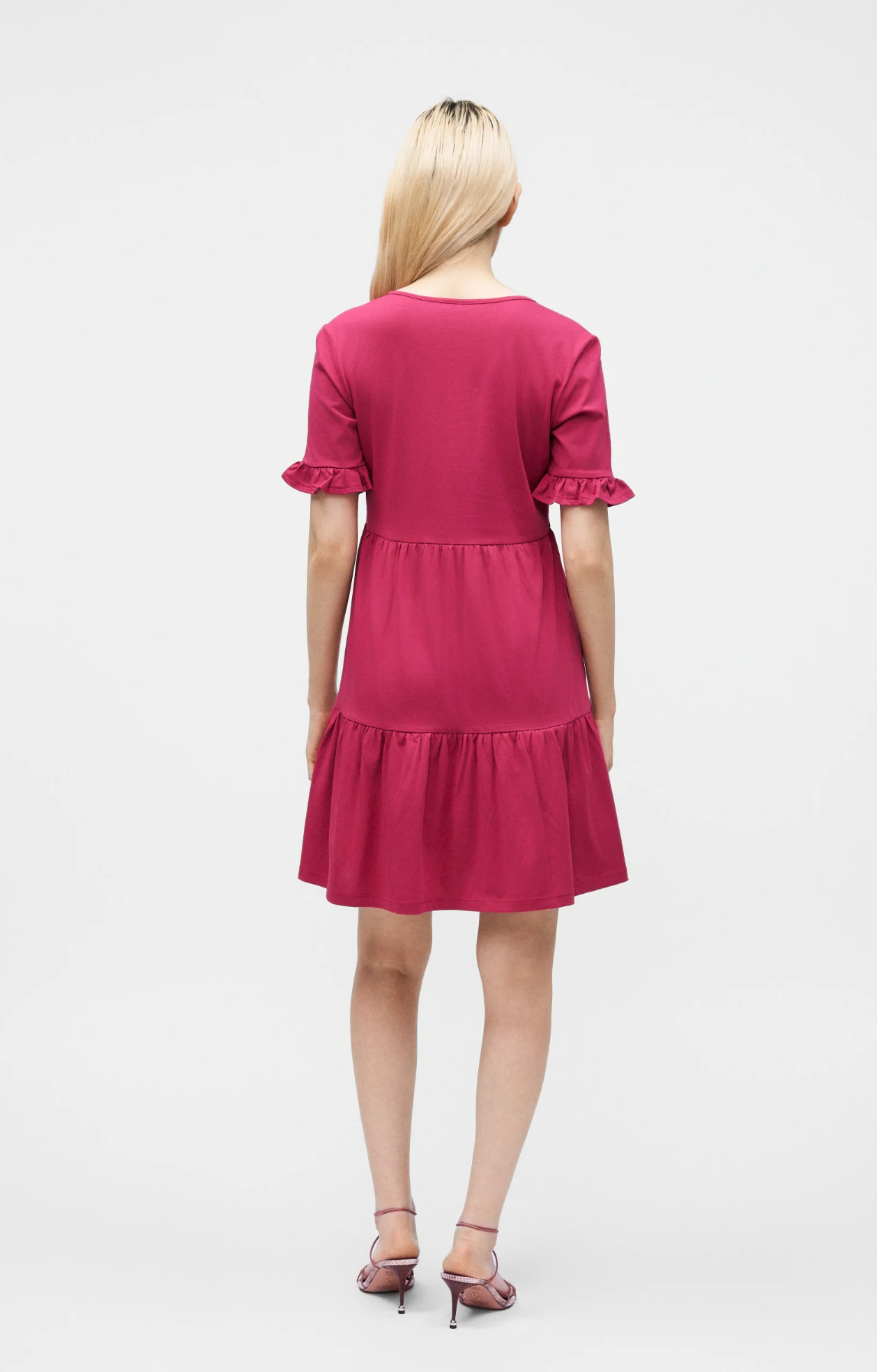 ONLBLOOM S/S V-NECK FRILL DRESS | Sangria