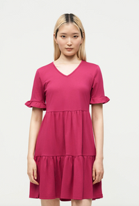 ONLBLOOM S/S V-NECK FRILL DRESS | Sangria