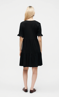 ONLBLOOM S/S V-NECK FRILL DRESS | Black