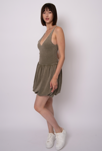 Vara French Terry Bubble Dress | Smokey Olive