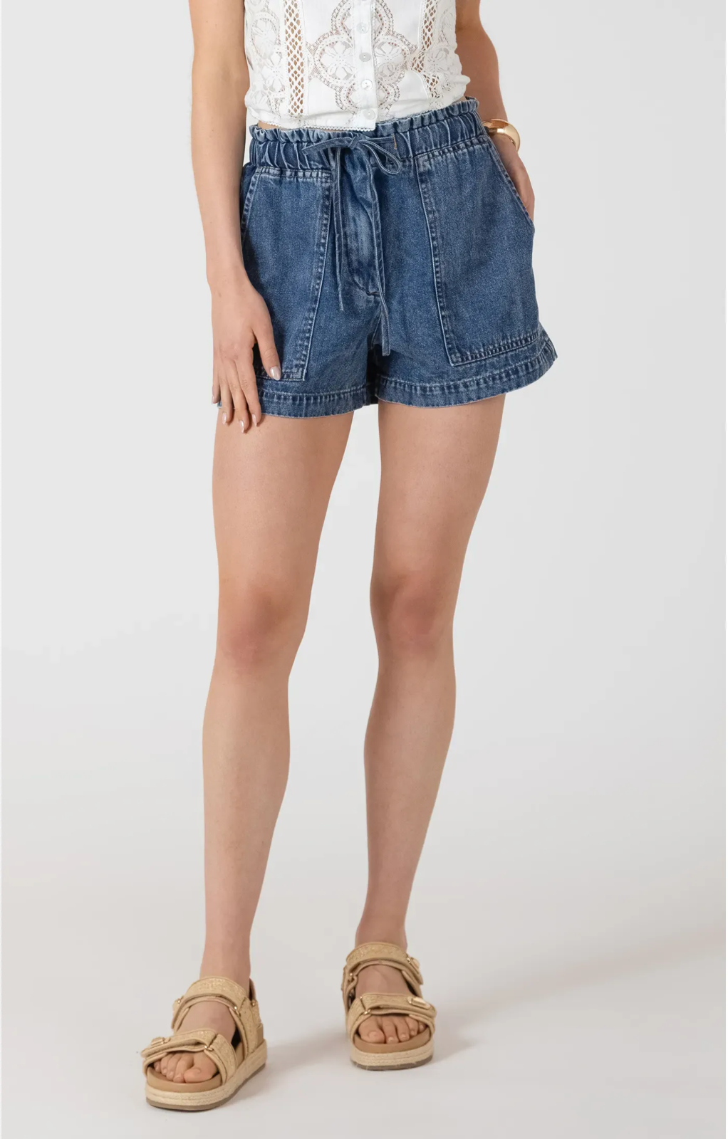 Harbour Denim Drawstring Short | Medium Blue Wash