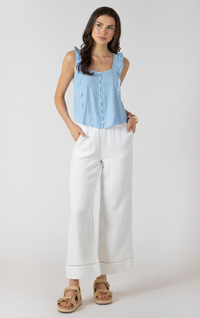 Pintuck Ruffle Detail Tank | Mini Blue Pinstripe