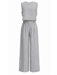 Lana Wide Leg Summer 2 pc Set | Black Stripe