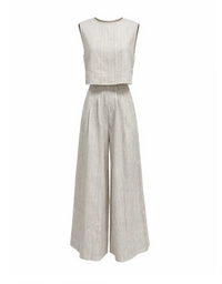 Lana Wide Leg Summer 2 pc Set | Tan Stripe