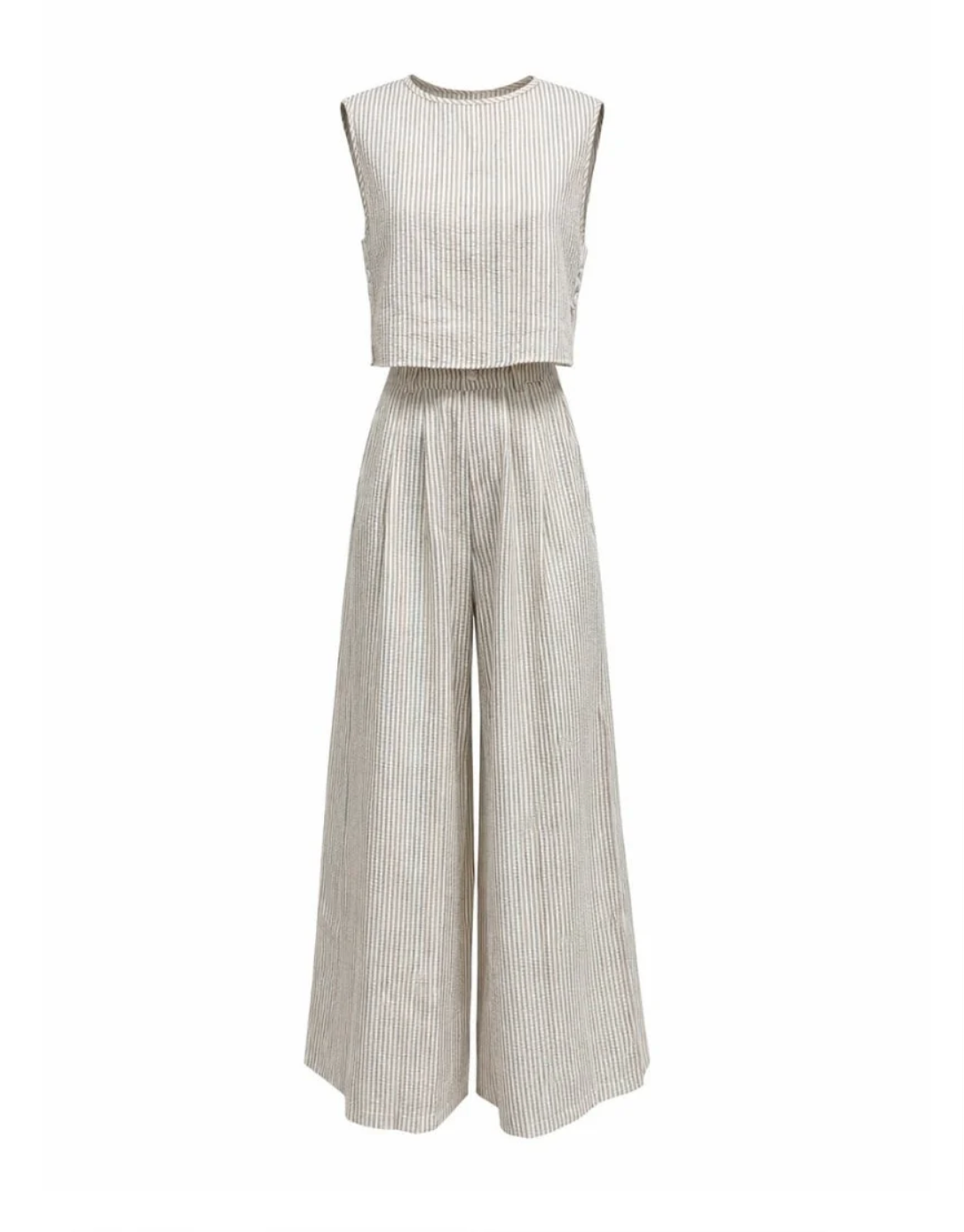 Lana Wide Leg Summer 2 pc Set | Tan Stripe