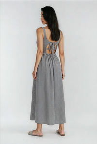 Jules Lightweight Tie Back Midi | Black Stripe