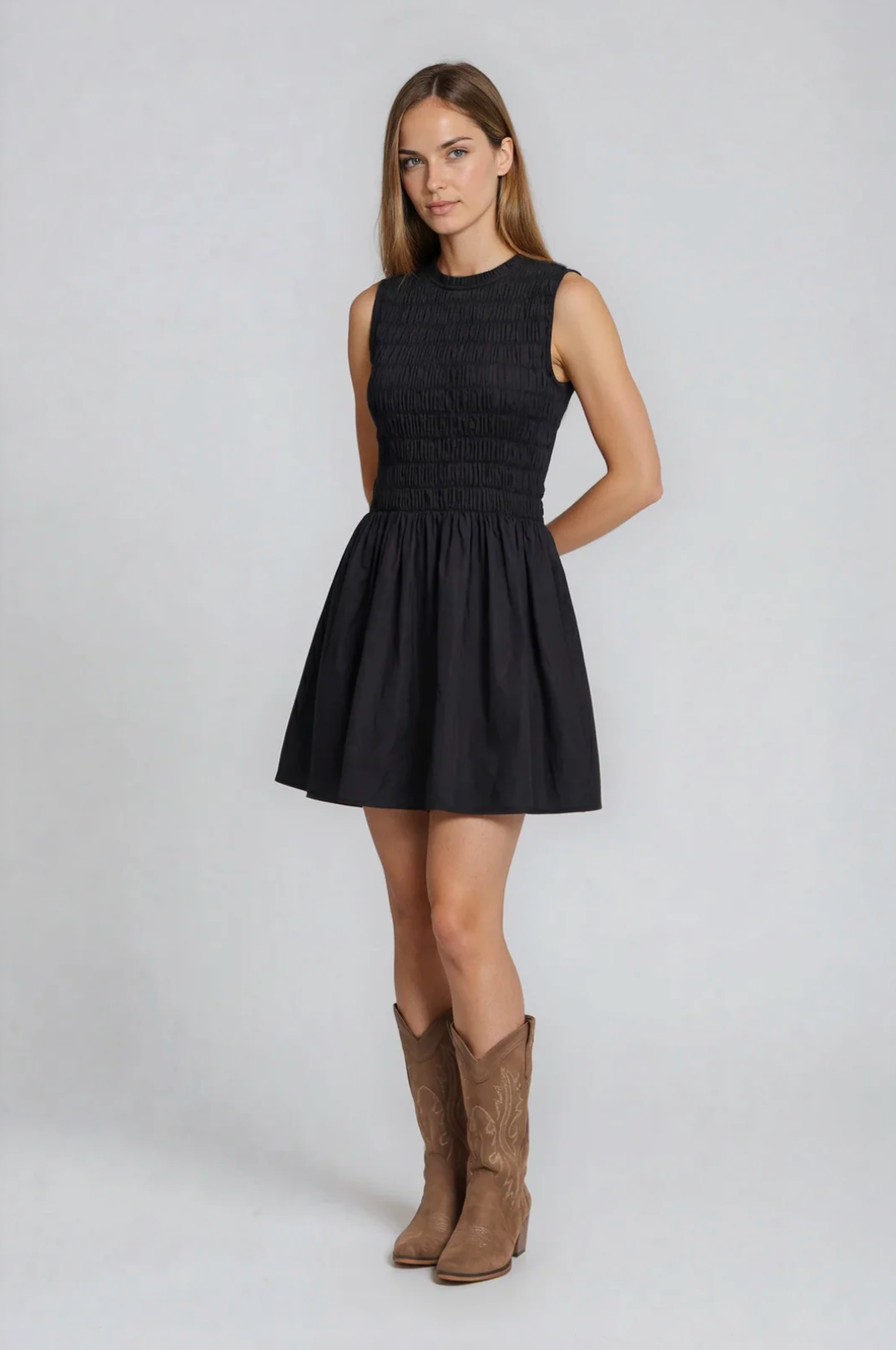 Prim Structured Sleevless Ruched Mini Cocktail Dress