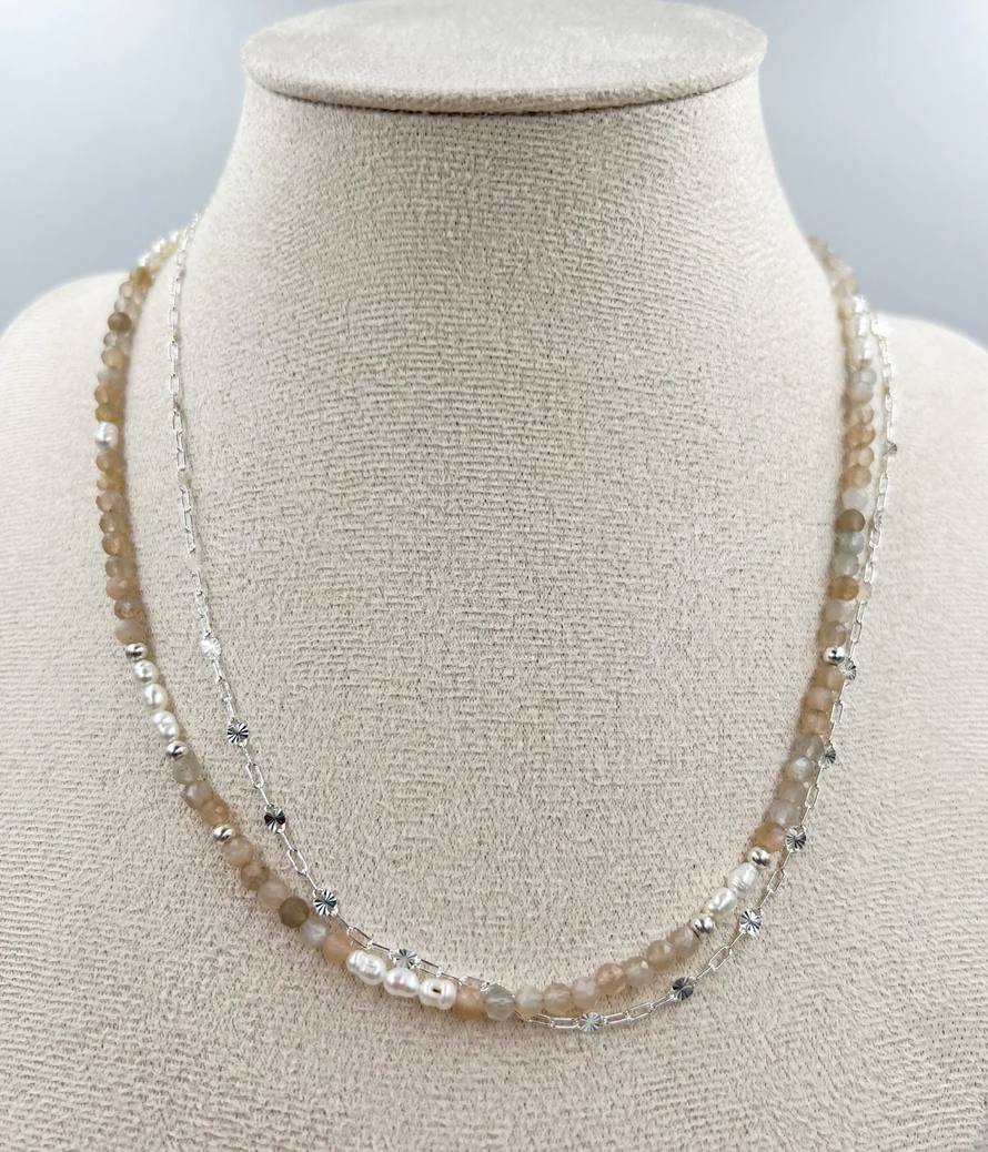 Palma Silver Two Strand Necklace
