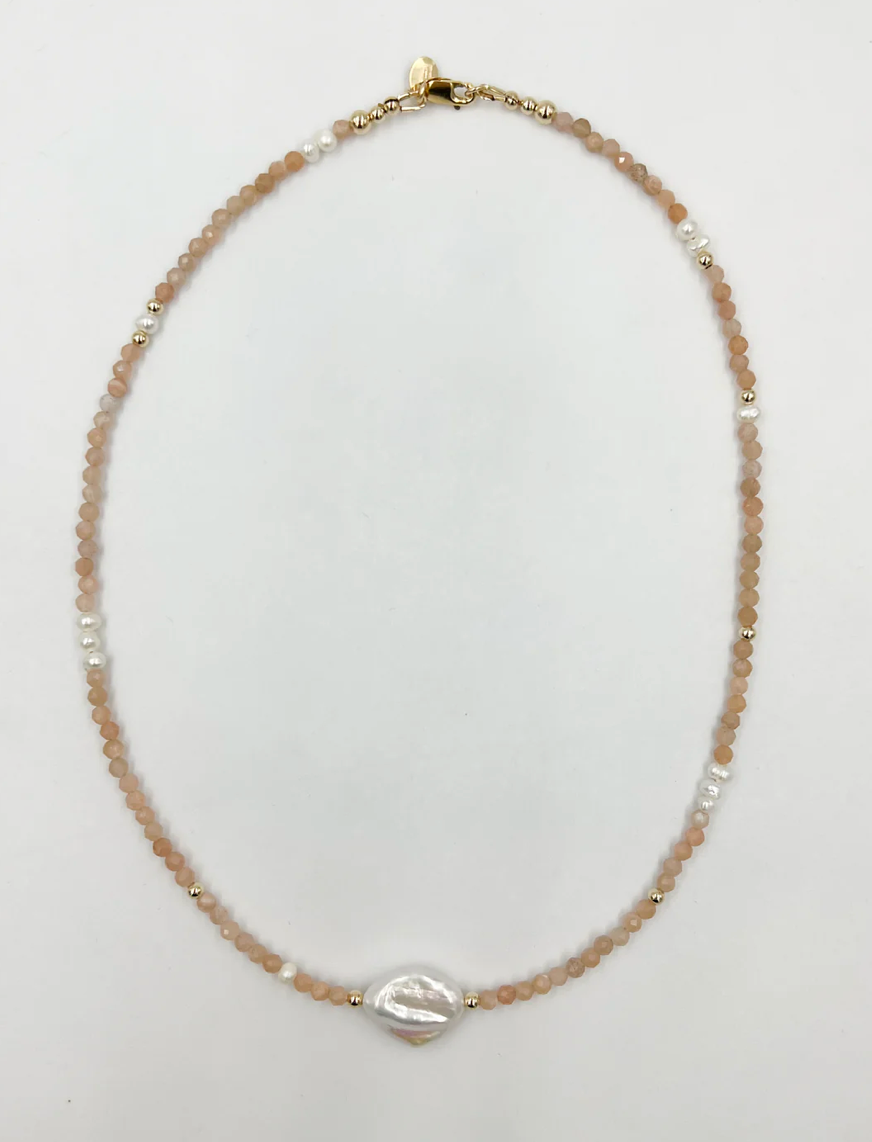 Maris Strand Necklace | Pink Moonstone