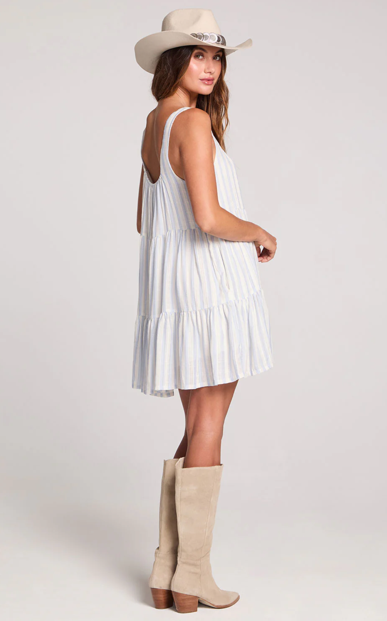 The Laurent Mini Dress | Cloud Blue Stripe