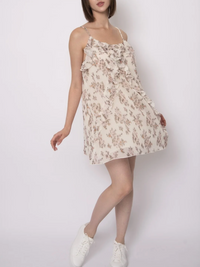 Aden Chiffon Ruffle Floral Mini Dress | Peach