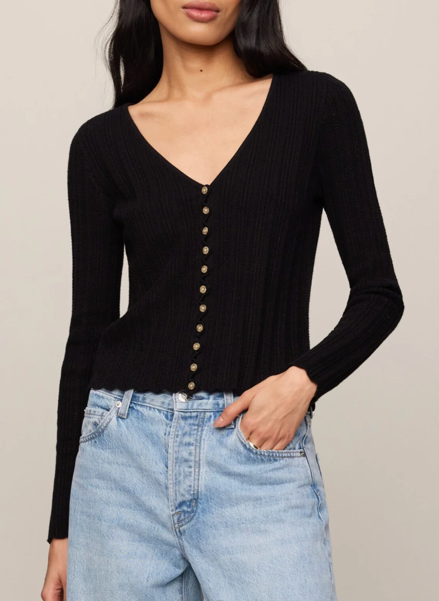 Landa Pointelle Top in Black
