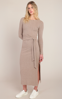 Knot Waist Long Dress | Oatmeal