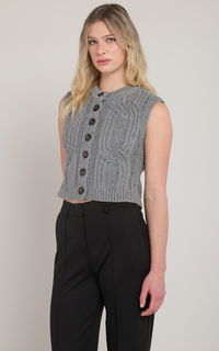 Cable Sweater Vest | Grey