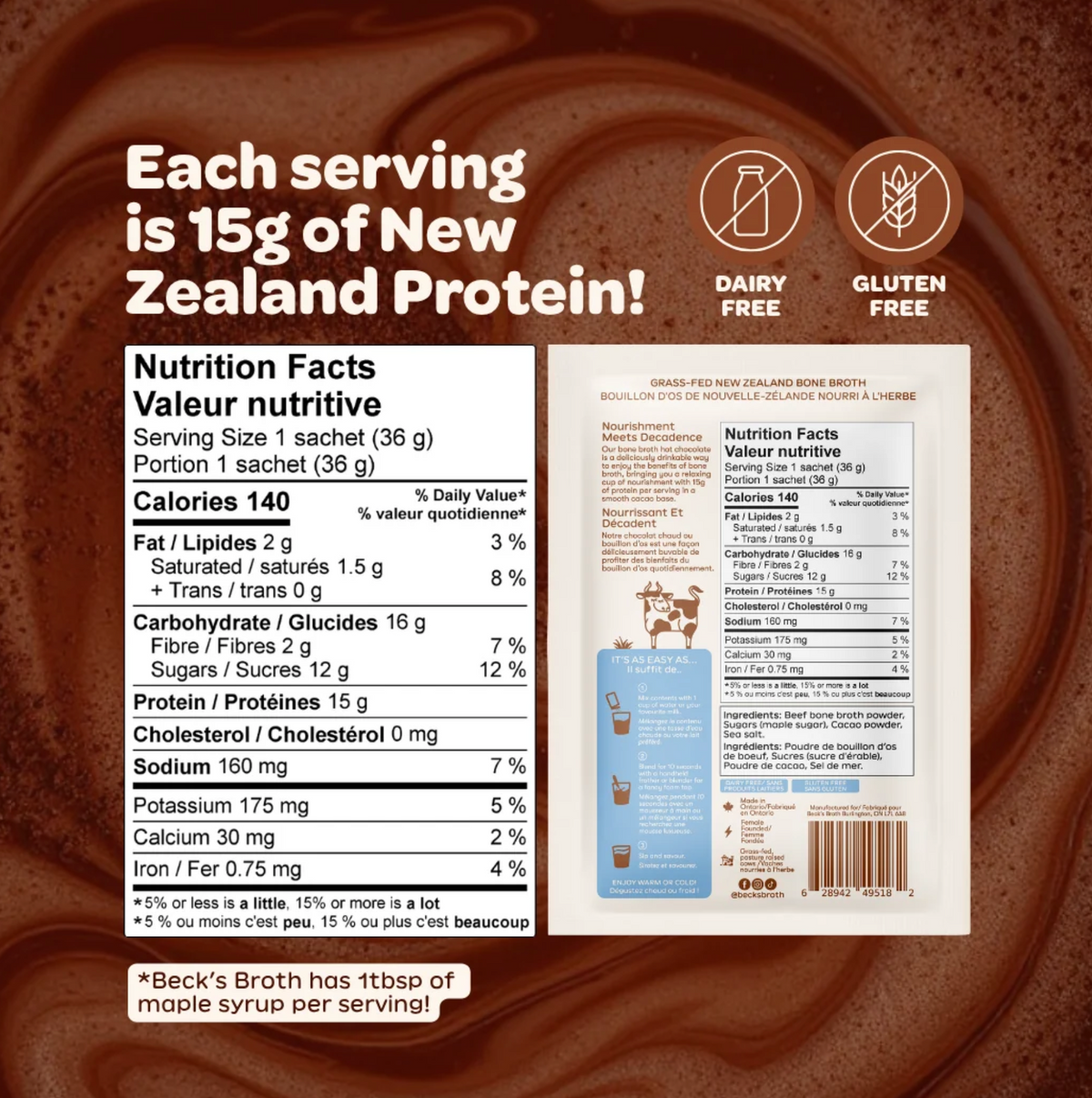 Becks Broth | Protein Hot chocolate | Single Servings