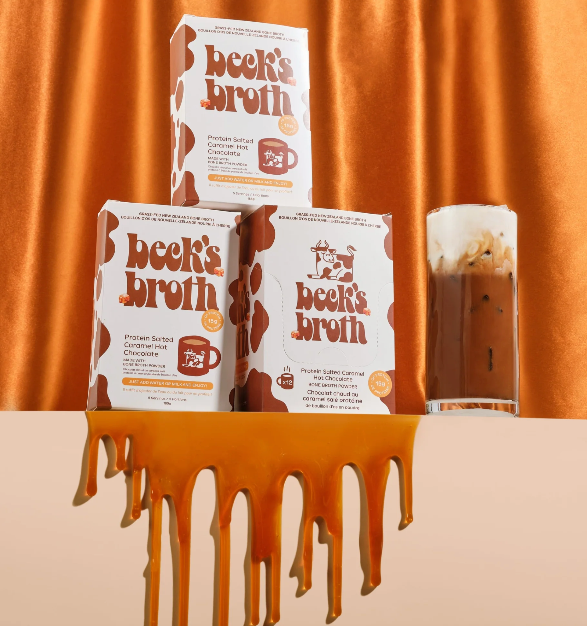 Beck's Broth | Salted Caramel Hot Chocolate Bone Broth | 12 Pack