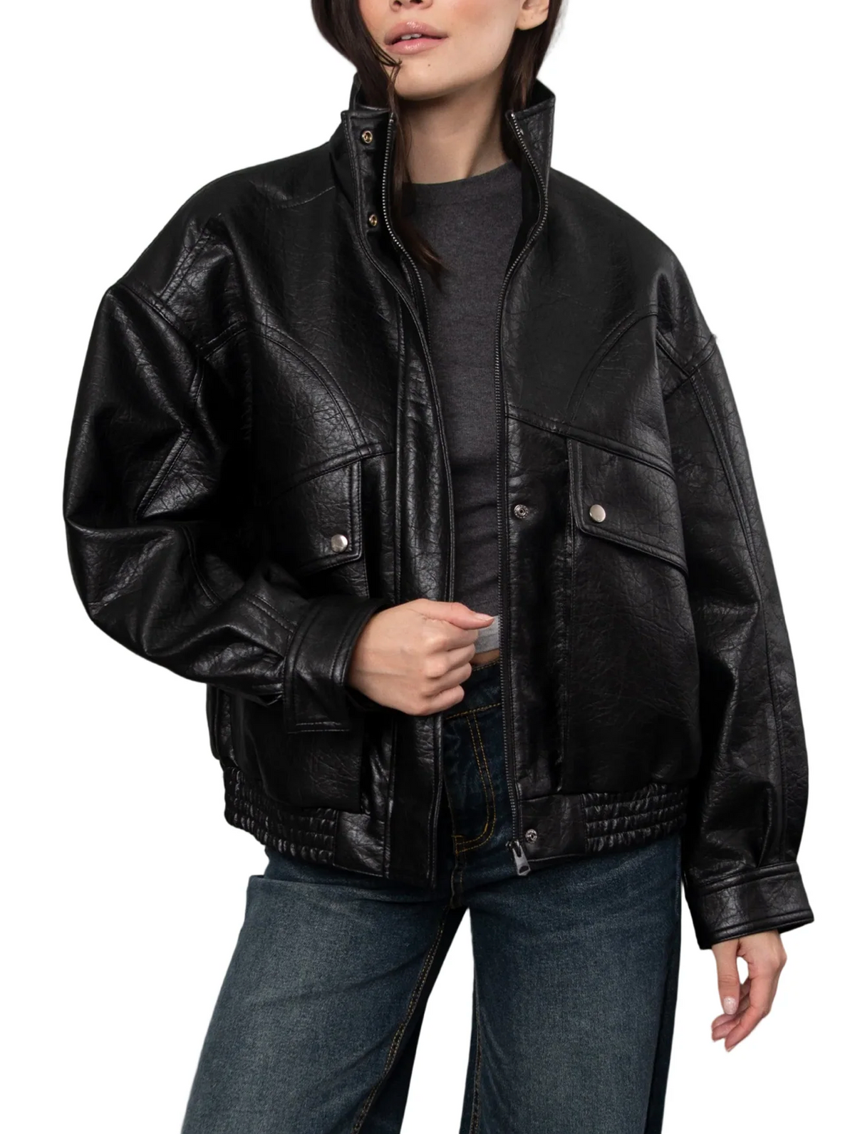 Mirana PU Bomber Jacket