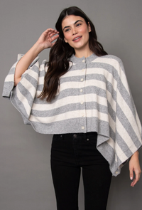 Costanza Button Stripe Poncho