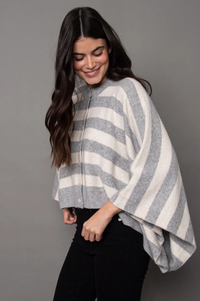 Costanza Button Stripe Poncho