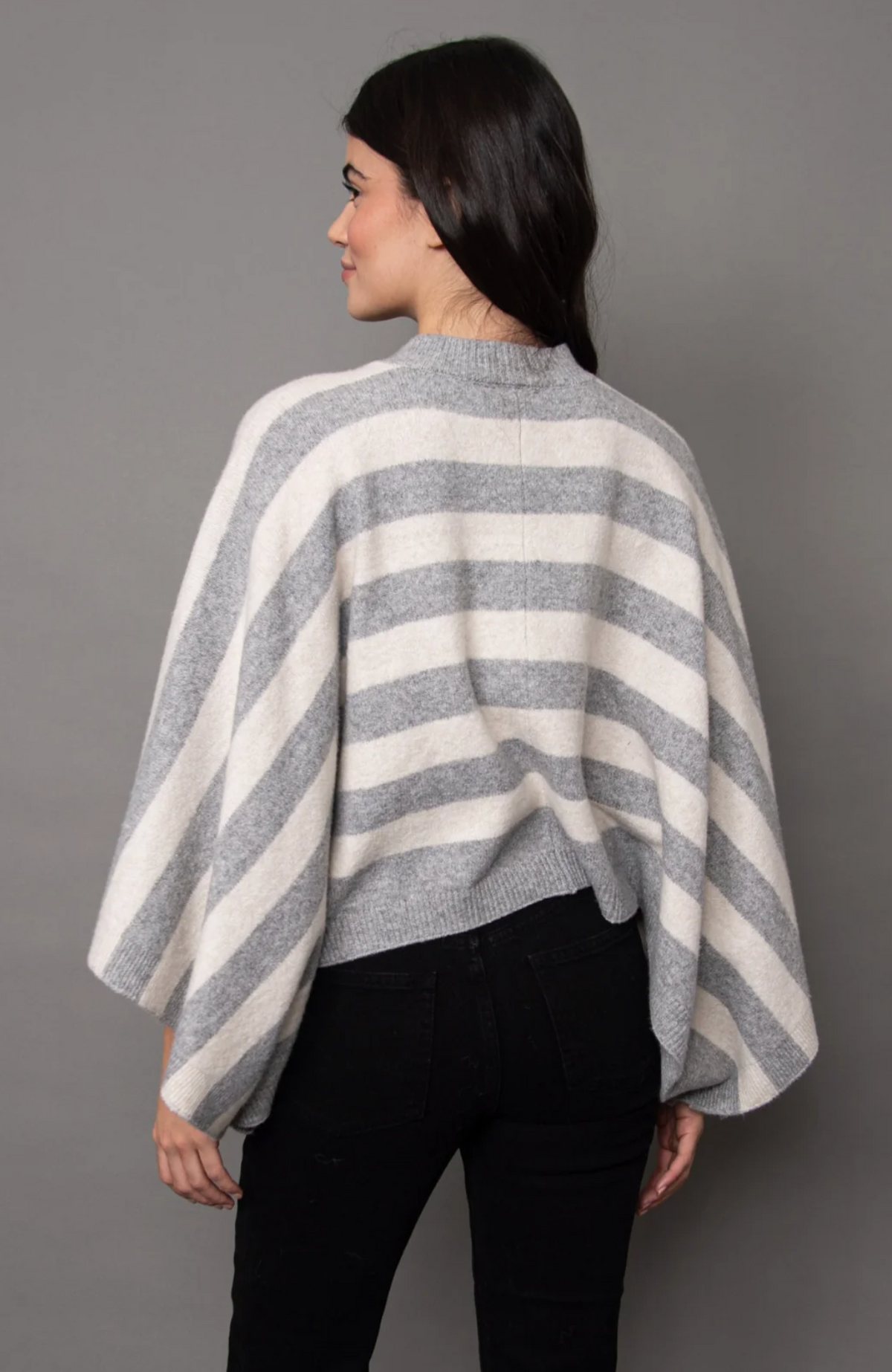 Costanza Button Stripe Poncho