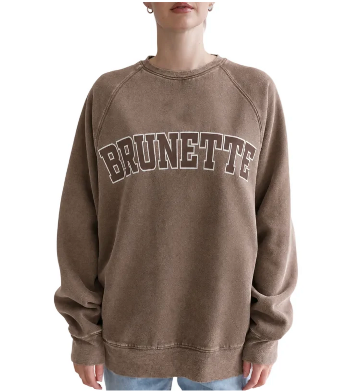 "Brunette" Varsity Not Your Boyfriend Crew | Washed Brown
