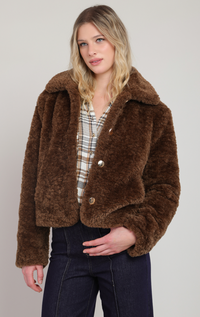 Faux Fur Coat | Minky Brown
