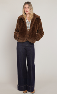 Faux Fur Coat | Minky Brown