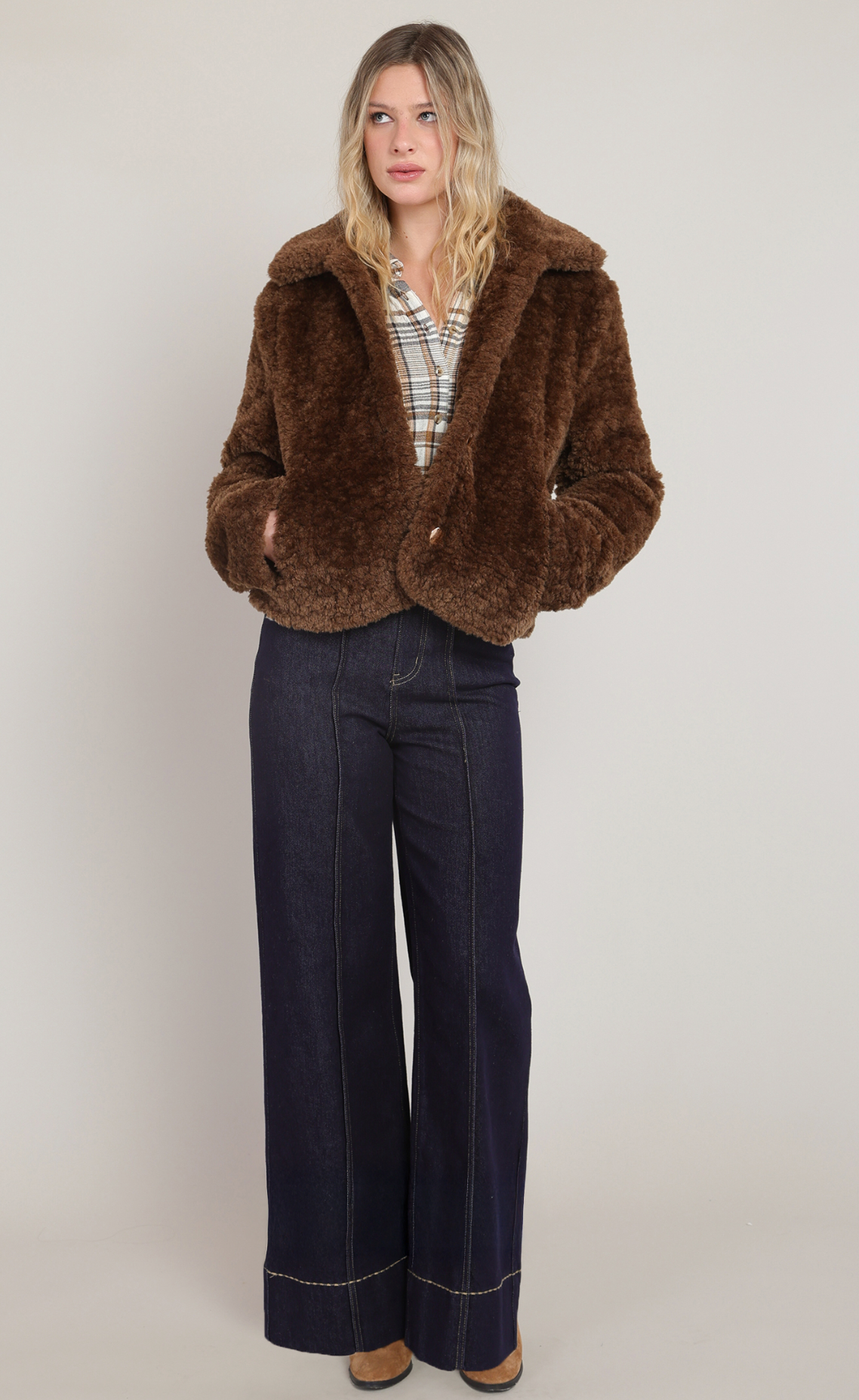 Faux Fur Coat | Minky Brown