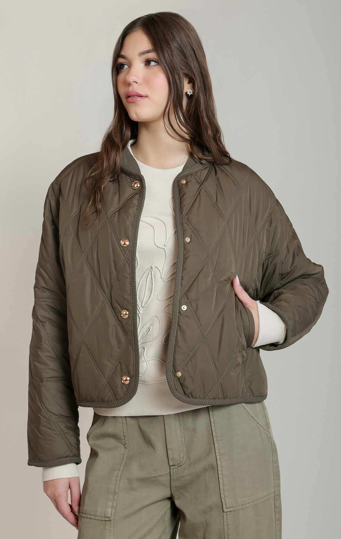 Quilted Jacket | Khaki Green