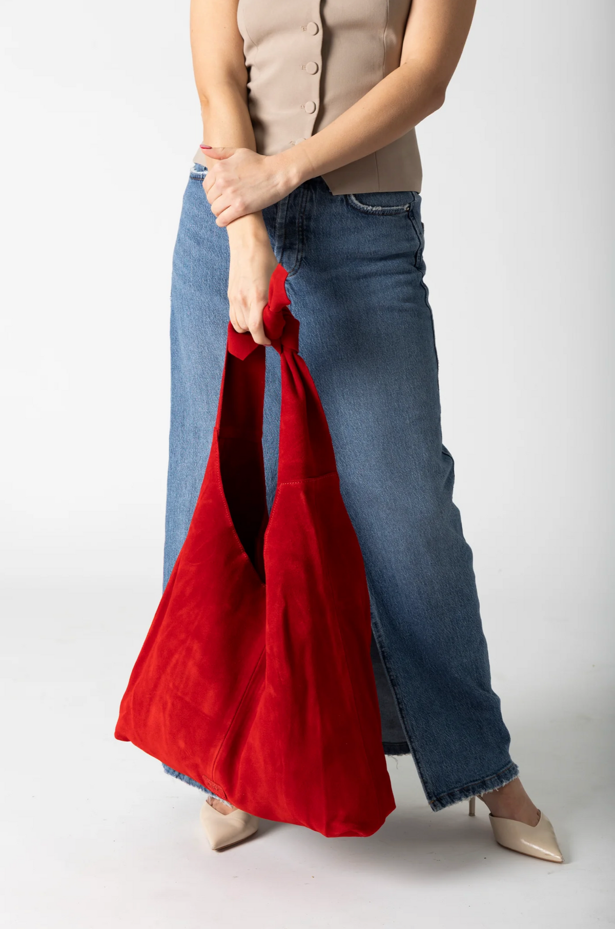 Knot Tote Suede | Red