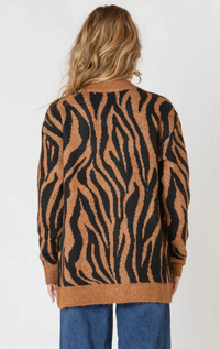Button Front Tiger Cardigan