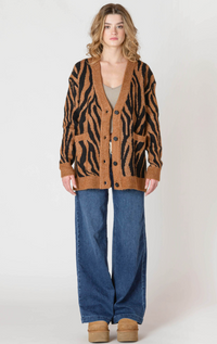 Button Front Tiger Cardigan