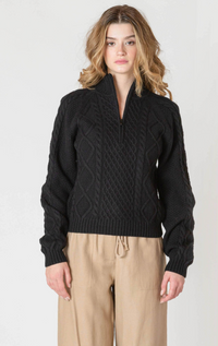 Half Zip Cable Knit Sweater