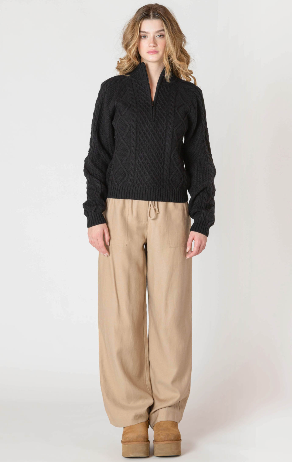 Half Zip Cable Knit Sweater
